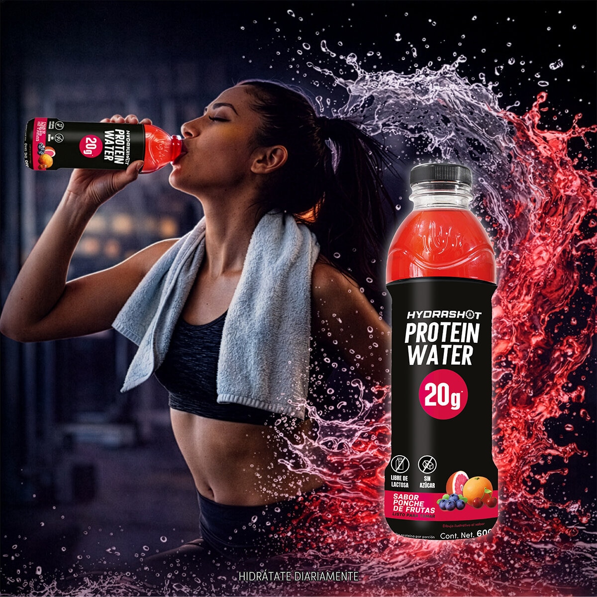 Hydrashot Bebida de Proteína + Electrólitos con 20 g de Proteína 18 / 600 ml