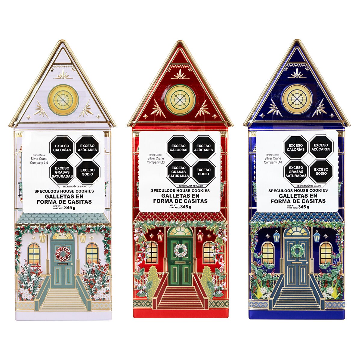 Silver Crane Lata con Galletas en Forma de Casitas 345 g