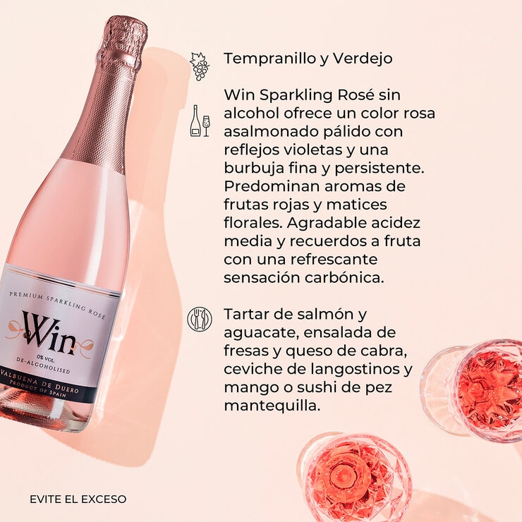 Vino Espumoso Win 0% Alcohol Rosado 750 ml