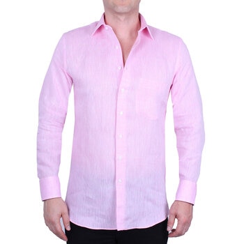 Emporio Colombo, Camisa de Lino para Caballero Corte Regular/Slim en Varias Tallas, Color Rosa