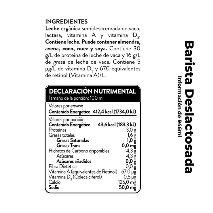 Bové Barista Leche Deslactosada 6 pzas de 946 ml