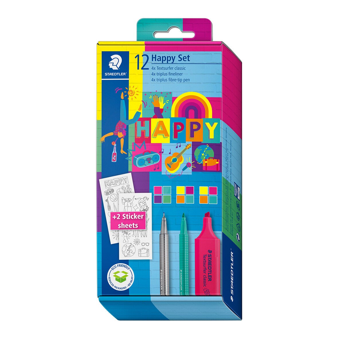 Staedtler Happy Set con 12 Piezas y Hojas para Colorear