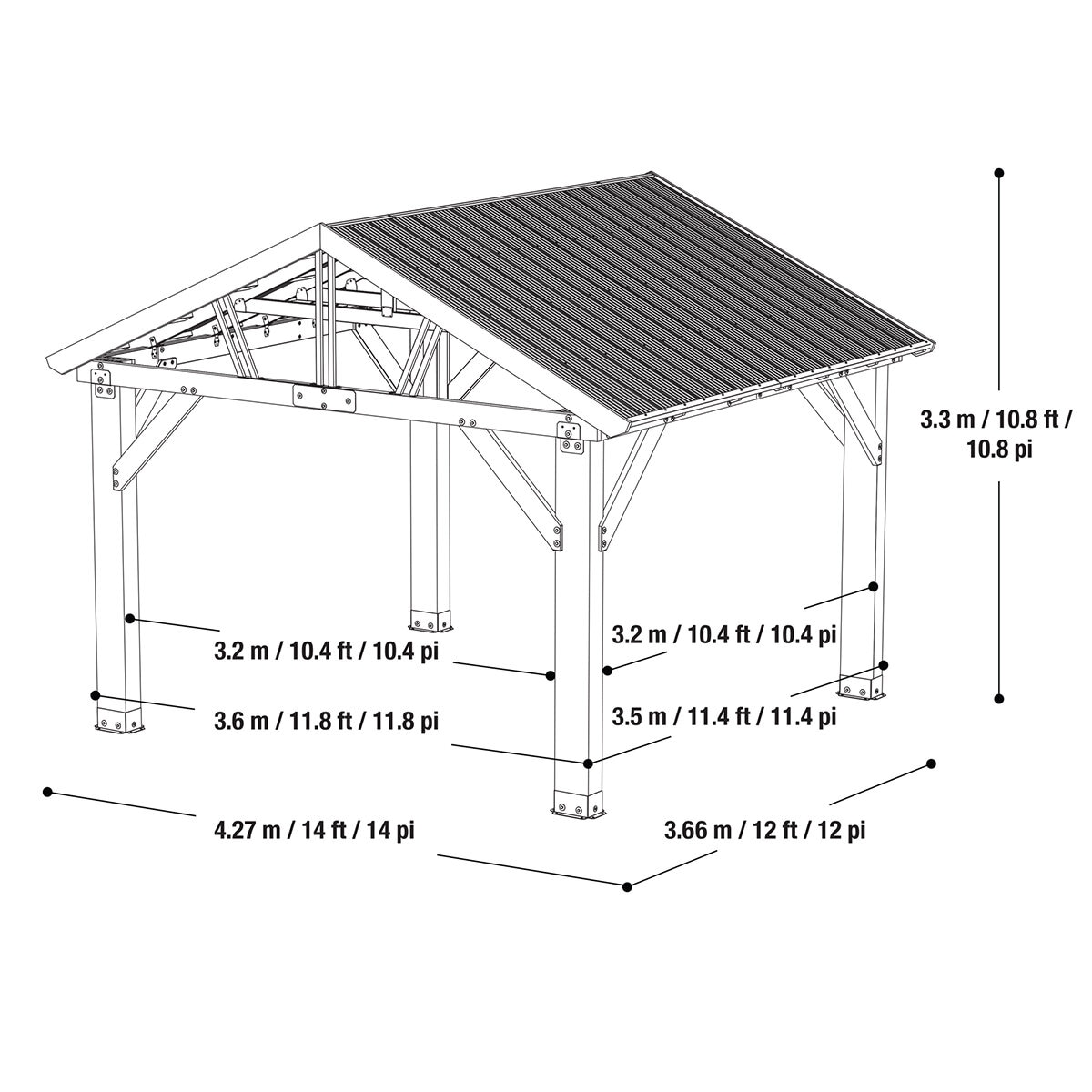 Yardistry, Pérgola Marquesina de 4.27 m x 3.66 m