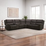 GilmanCreek Furniture, Sofá seccional de tela con 3 reclinables eléctricos y 3 reposacabezas eléctricos