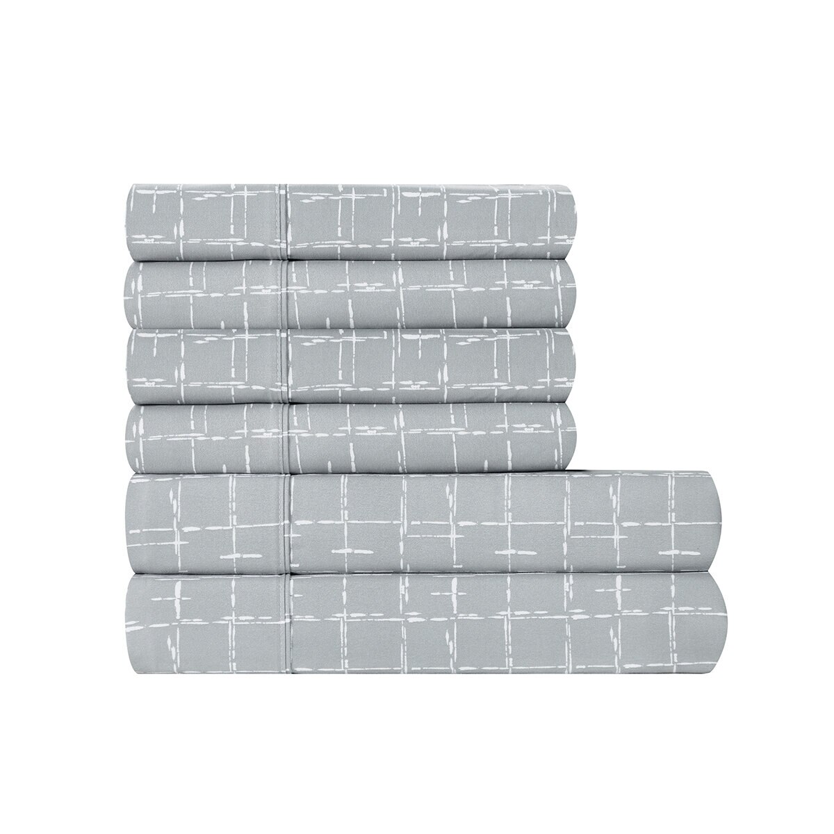 South Point Home Fashions, Juego de Sábanas Queen 6 Piezas, Tattersall Grey