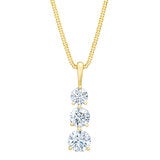 Dije de 3 Diamantes 1ct, Oro Amarillo 14k Dije de 3 Diamantes 1ct, Oro Amarillo 14k