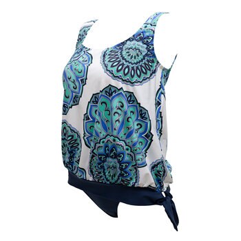 Alas de Sal, Traje de Baño de 2 Piezas Tipo Tankini para Dama, Color Blanco con Flores