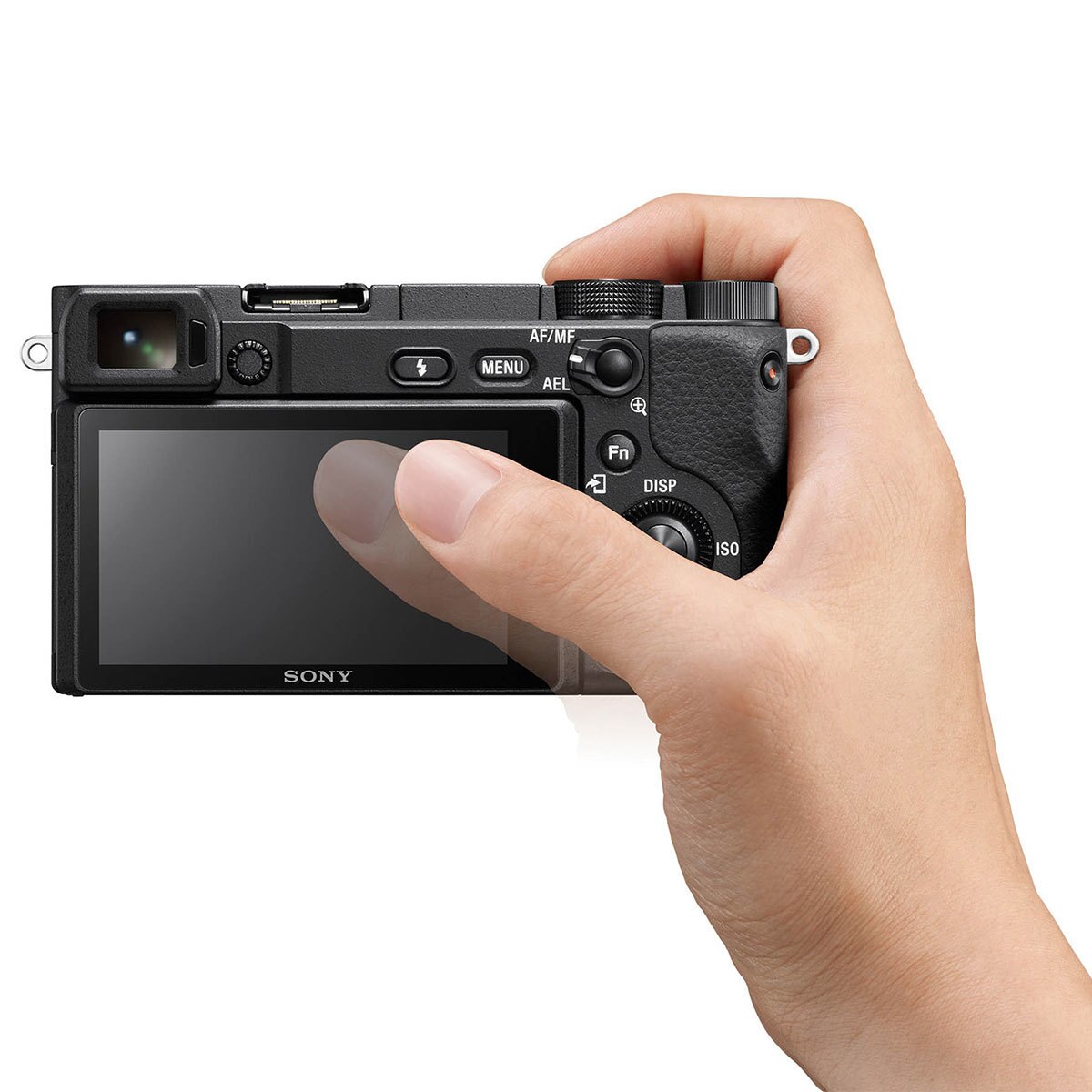 Cámara alpha a6400 Sony con lente 16-50mm, color negro.