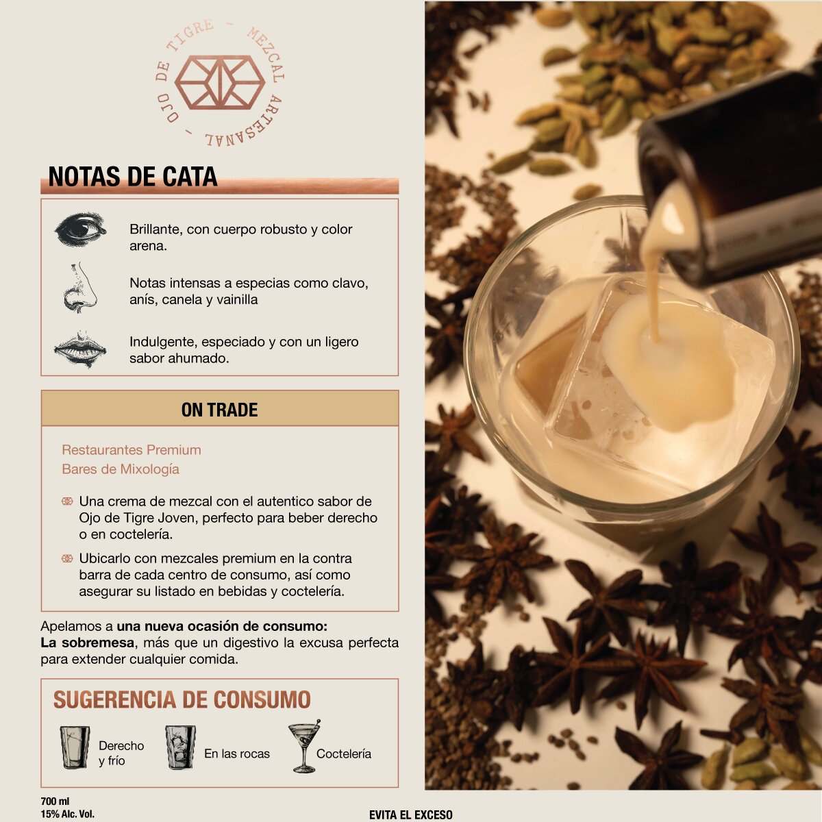 Ojo de Tigre Crema de Mezcal 700 ml