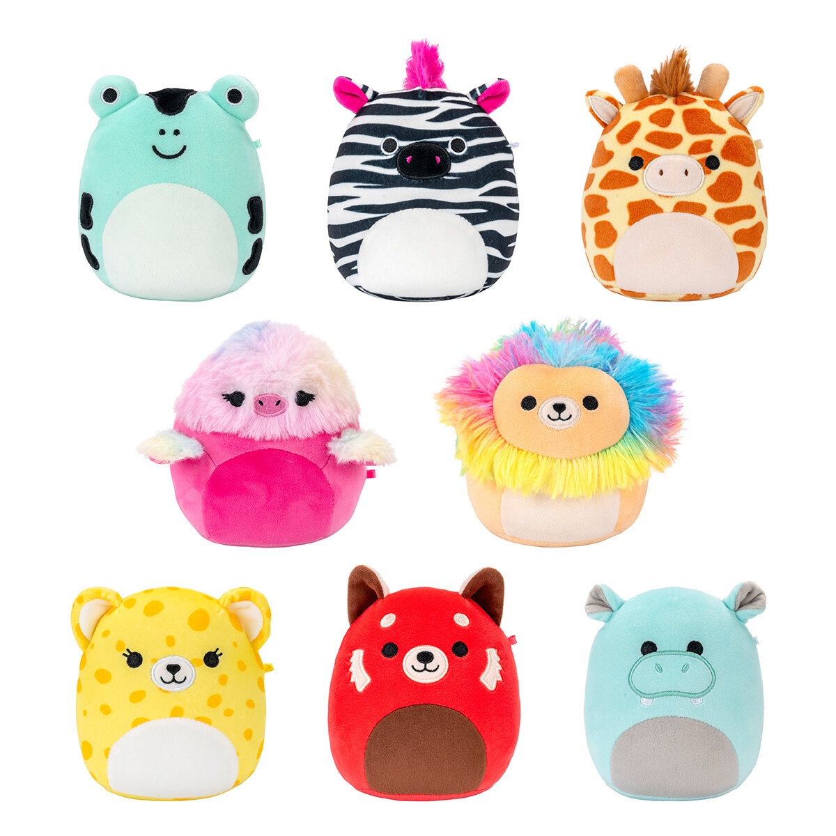 Squishmallows Set de 8 Muñecos de Peluche de 12.7 cm- Colección Animales de Zoológico