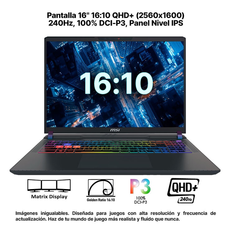 MSI Vector 16 HX AI A2XWIG 16" QHD+ Intel Core Ultra 9 16GB 1TB SSD