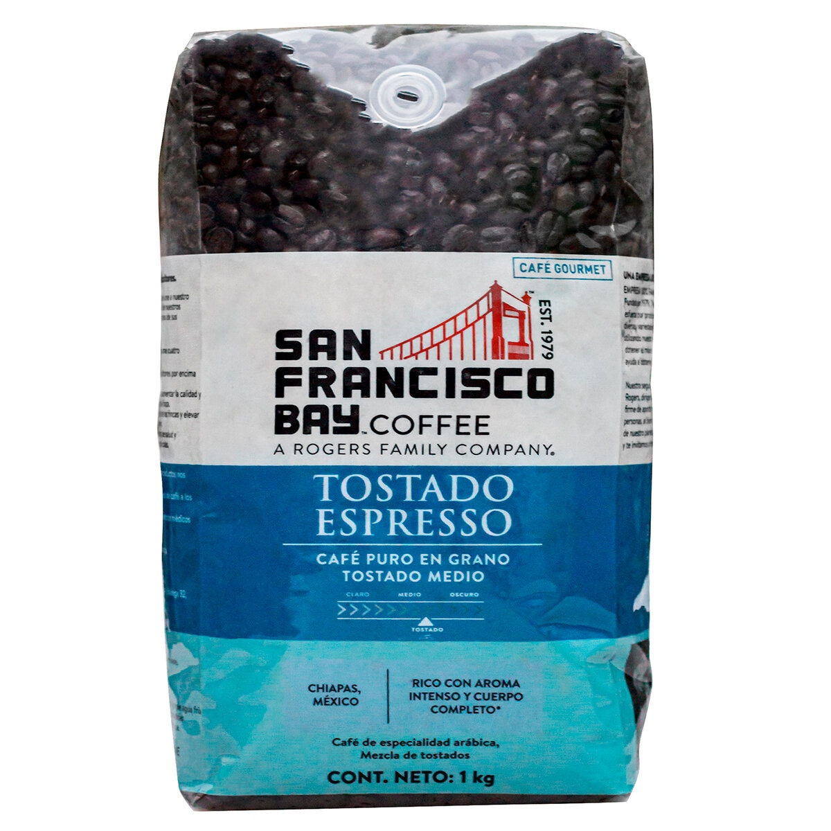 San Francisco Bay Coffee Pete´s Espresso Café en Grano de Chiapas 1 kg