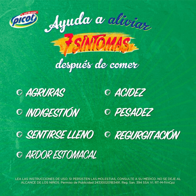 Picot Sal de Uvas Bicarbonato de sodio, Ácido tarárico, Ácido cítrico 6 pzas de 10 Sobres Picot Sal de Uvas Bicarbonato de sodio, Ácido tarárico, Ácido cítrico 6 pzas de 10 Sobres