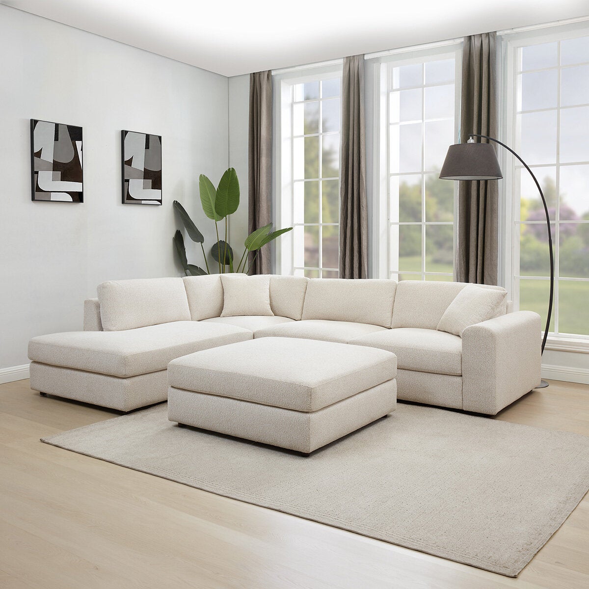East & Vine Furniture, Andee, Sofá Seccional de Tela con Otomano East & Vine Furniture, Andee, Sofá Seccional de Tela con Otomano