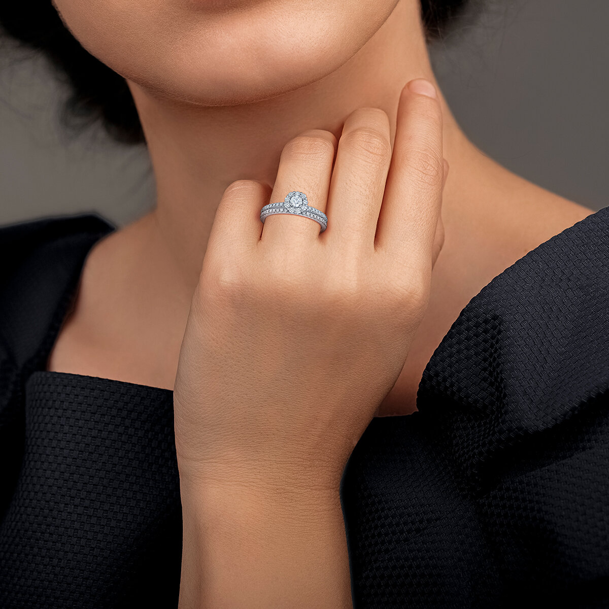 Anillo de Novia, 0.60ctw Diamantes, Oro Blanco 14K