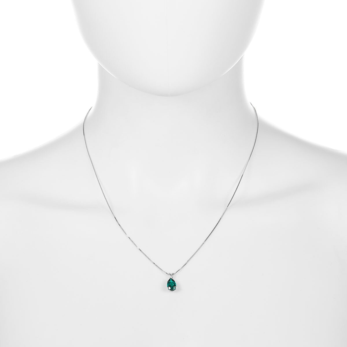 Dije de Esmeralda Creado, Oro Blanco de 14K