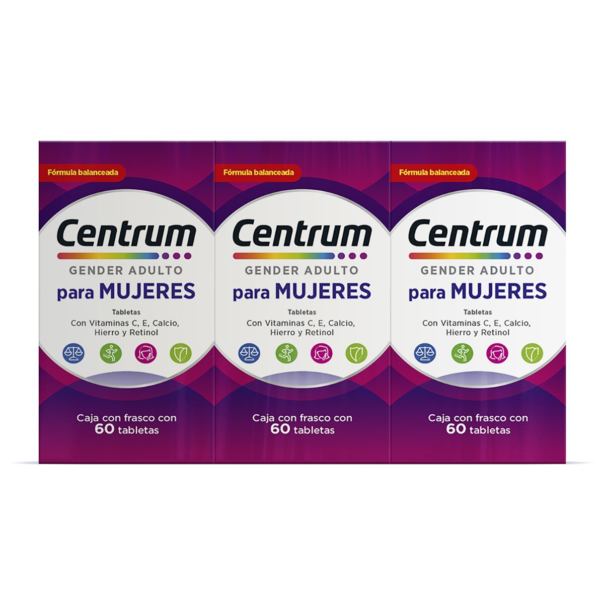 Centrum para Mujeres 3 cajas de 60 tabletas cada uno