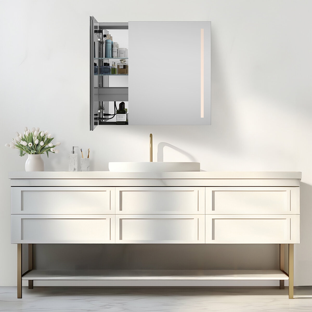 Moorefield, Gabinete de Medicinas con Espejo LED, Modelo Luna