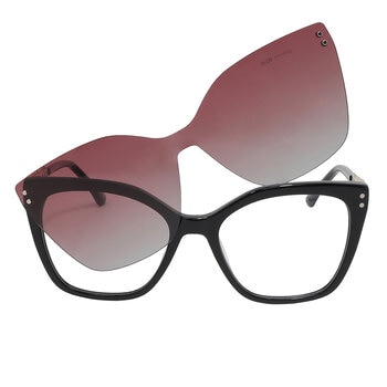 Cloe VLE.61398.0BLK.53 Armazón Oftálmico + Clip Solar Polarizado