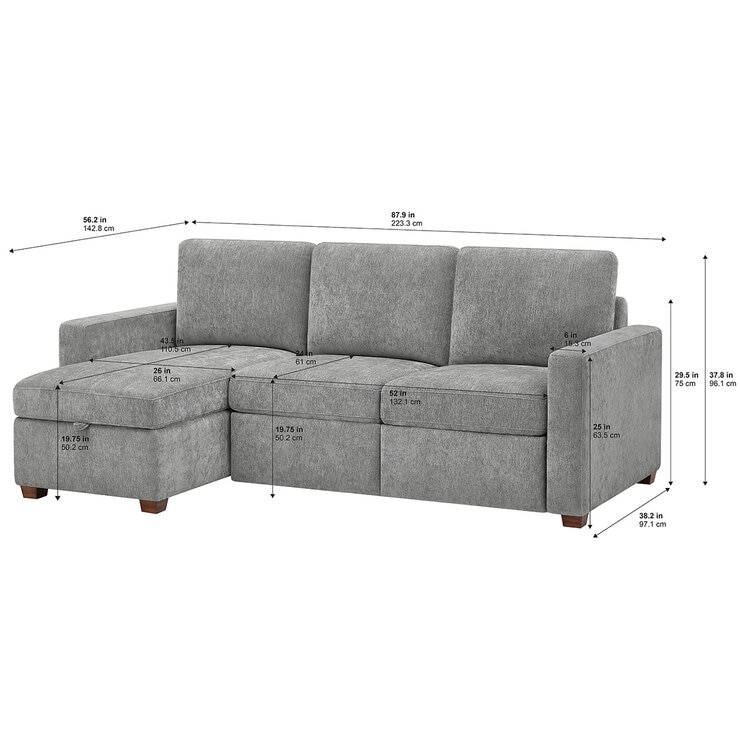 Thomasville, Sofá Estilo Chaise Reversible De Tela De 2 Piezas Con Reposapiés Eléctrico Y Almacenamiento