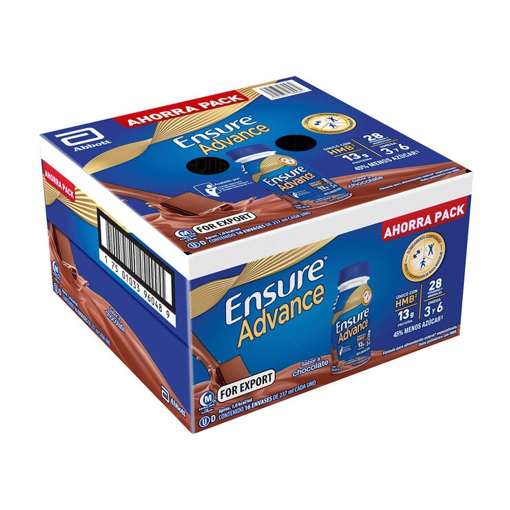 Ensure Advance Suplemento Alimenticio Sabor Chocolate 16 pzas de 237 ml
