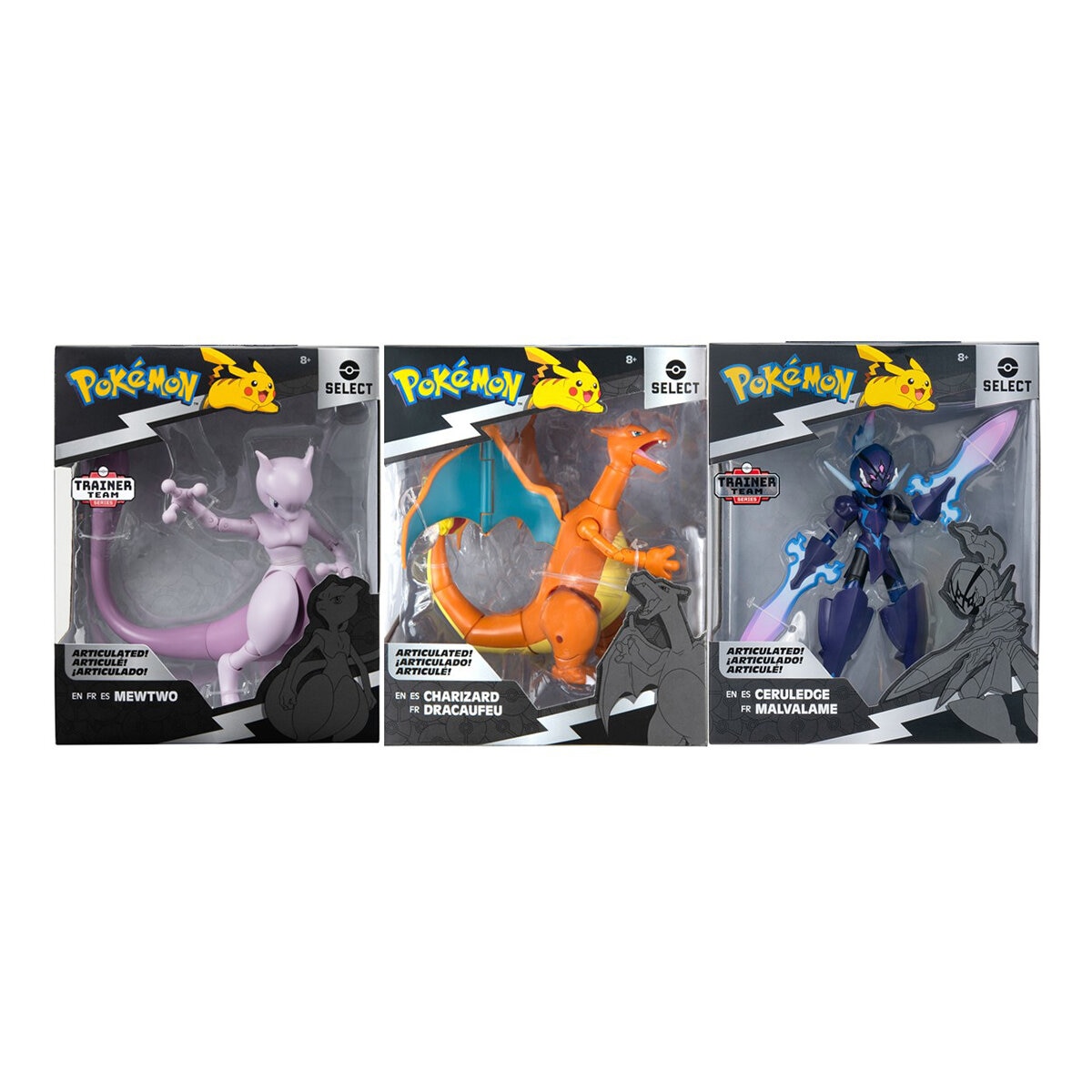 Pokémon, Figuras Coleccionables Articuladas de 15cm, 3 pzas. Pokémon, Figuras Coleccionables Articuladas de 15cm, 3 pzas.