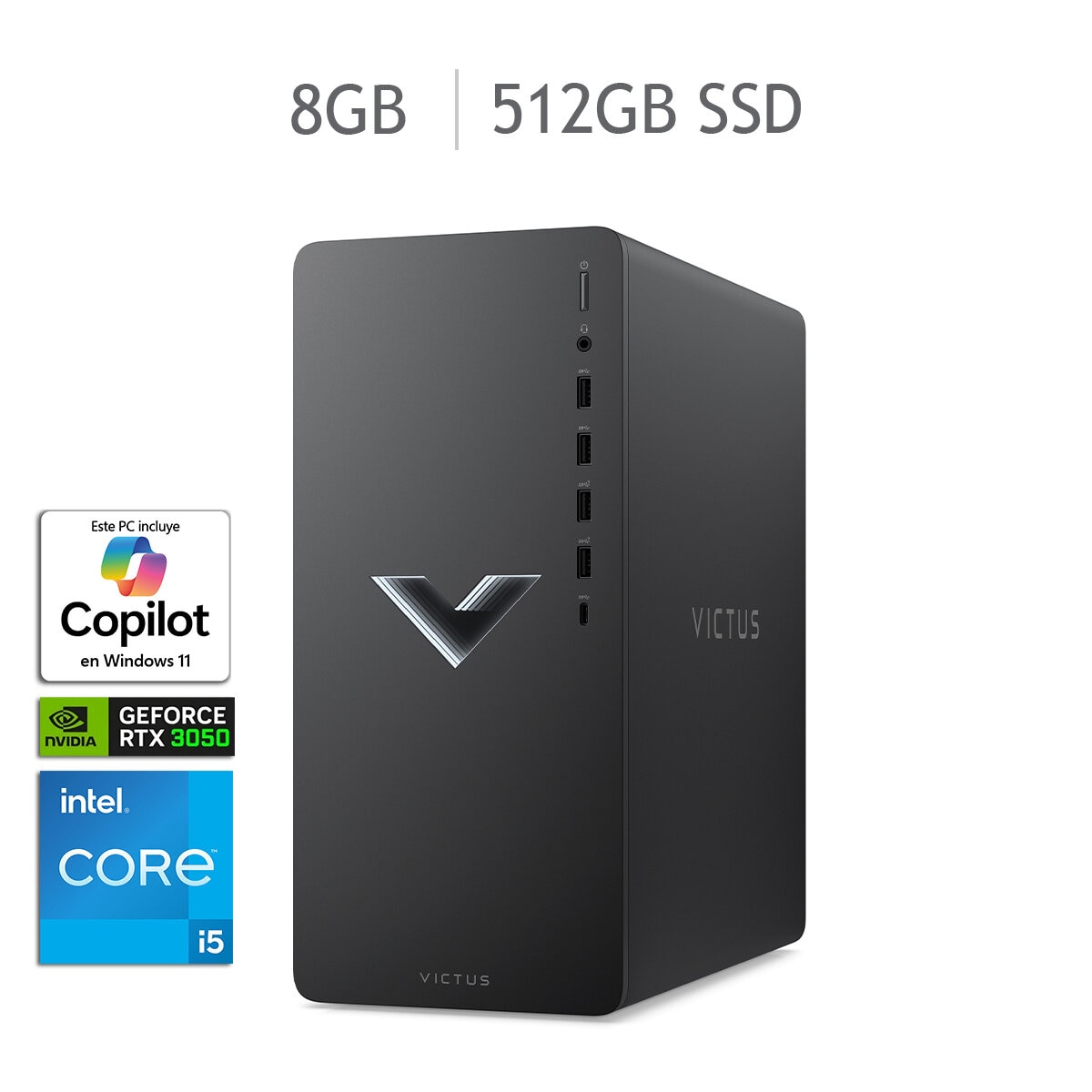 HP Victus Gaming 15L TG02-1001la Desktop Tower Intel Core i5 8GB 512GB SSD
