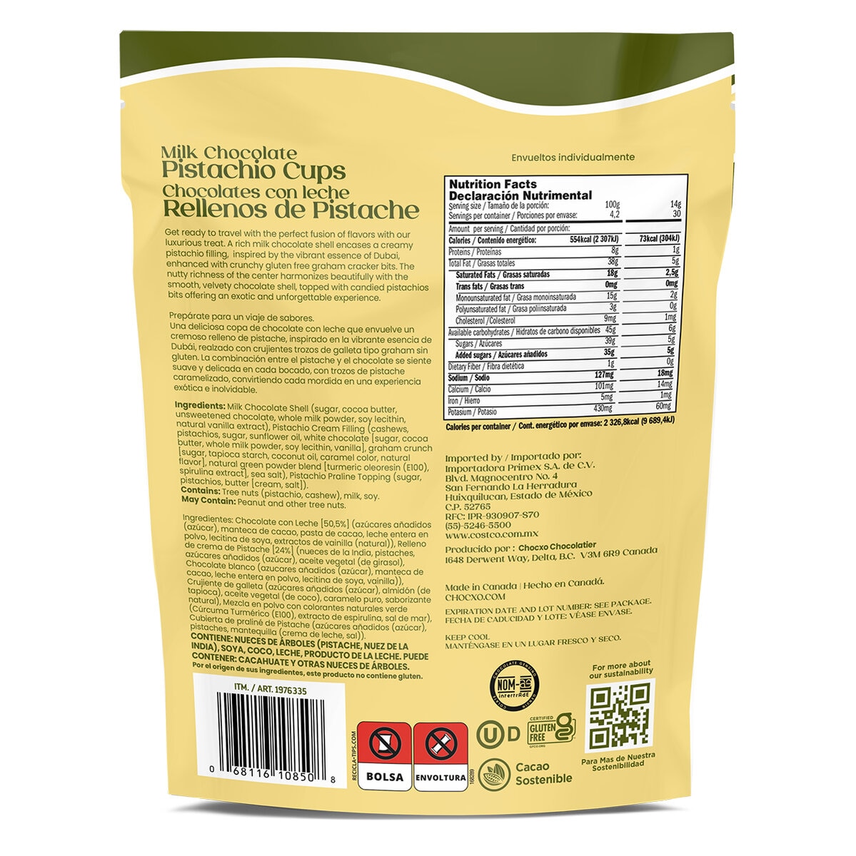 Chocxo Chocolates Rellenos de Pistache 420 g