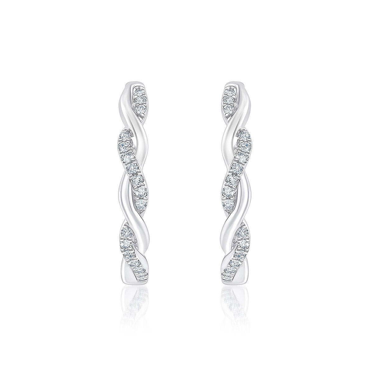 Aretes, Arracadas de Diamantes 0.20ctw, Oro Blanco de 14K