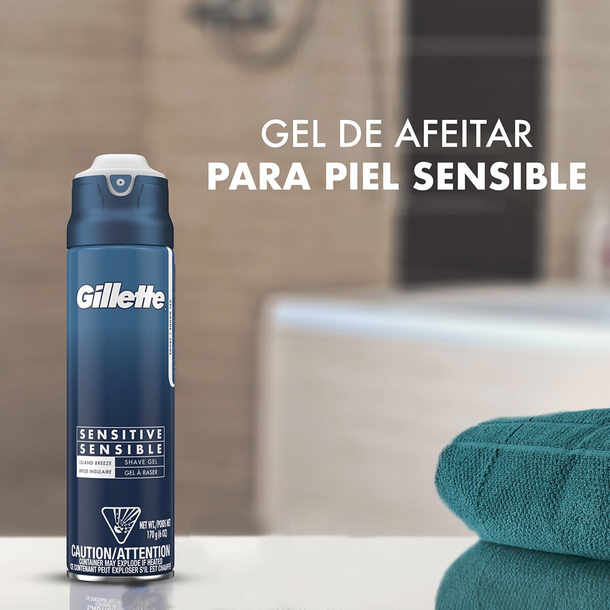 Gillette Island Breeze Sensitive Gel para Afeitar 3 pzas de 170 g
