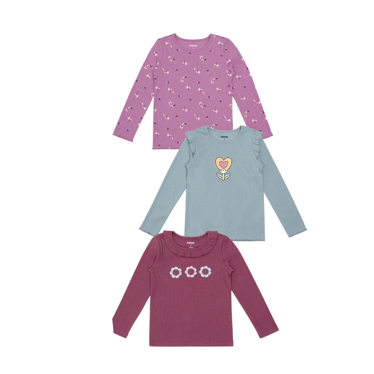 Pekkle Playera para Niñas 3 piezas Varias Tallas y Colores