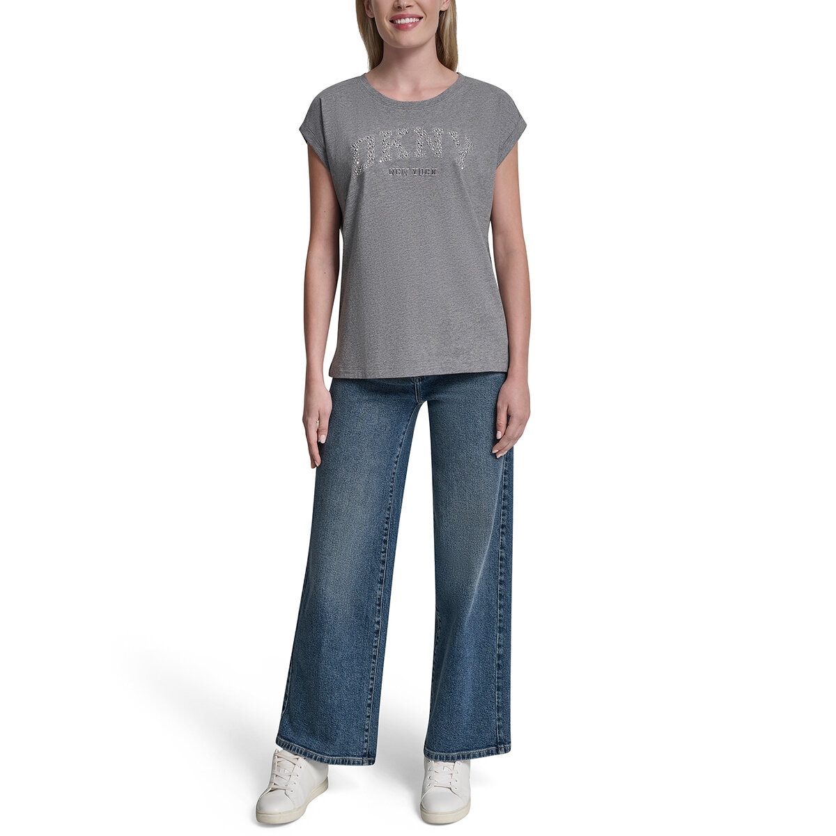 DKNY Playera para Dama Gris Mediana