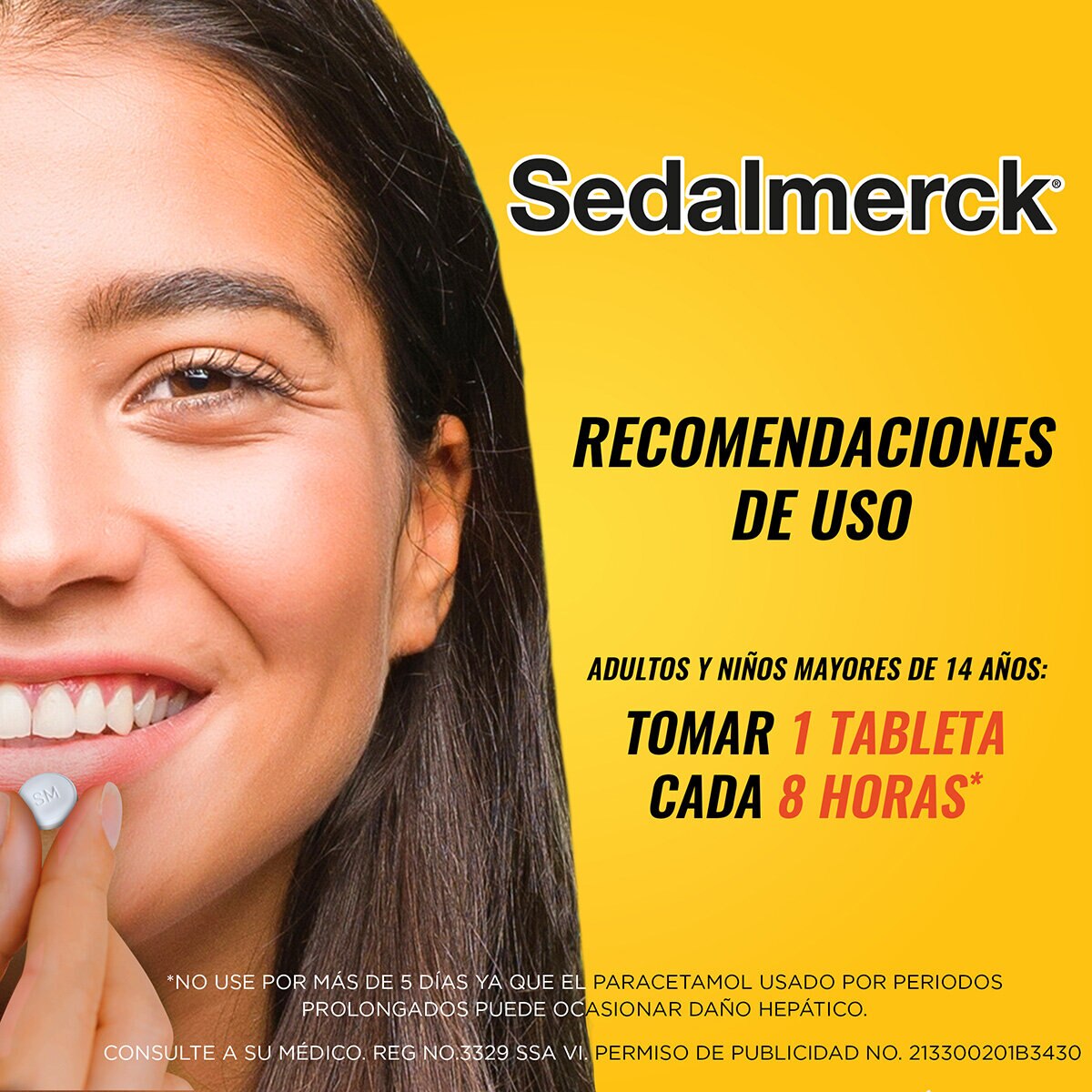 Sedalmerck Paracetamol 500mg, Cafeína 50mg, Fenilefrina 5mg  caja con 40 Tabletas