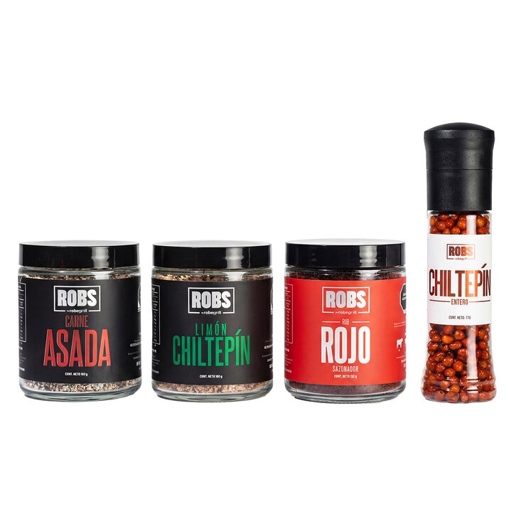 Robs by Robegrill Kit de Sazonadores + Chiltepín Entero 4 pack Robs by Robegrill Kit de Sazonadores + Chiltepín Entero 4 pack