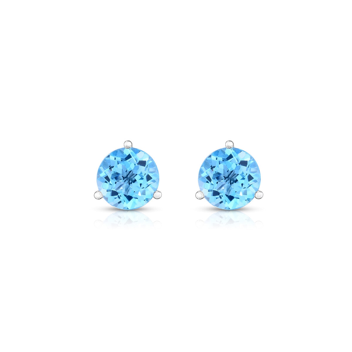 Aretes de Topacio Azul Claro, Oro Blanco de 14kt