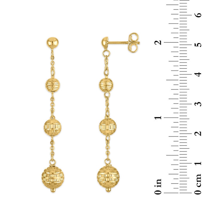 Aretes, Colgantes de Cuentas, Oro Amarillo 14K Aretes, Colgantes de Cuentas, Oro Amarillo 14K