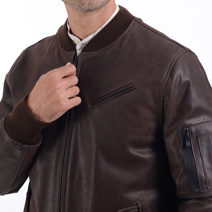 Perry Ellis, Chamarra de Piel para Caballero, Color Café Oscuro, Varias Tallas Perry Ellis, Chamarra de Piel para Caballero, Color Café Oscuro, Varias Tallas