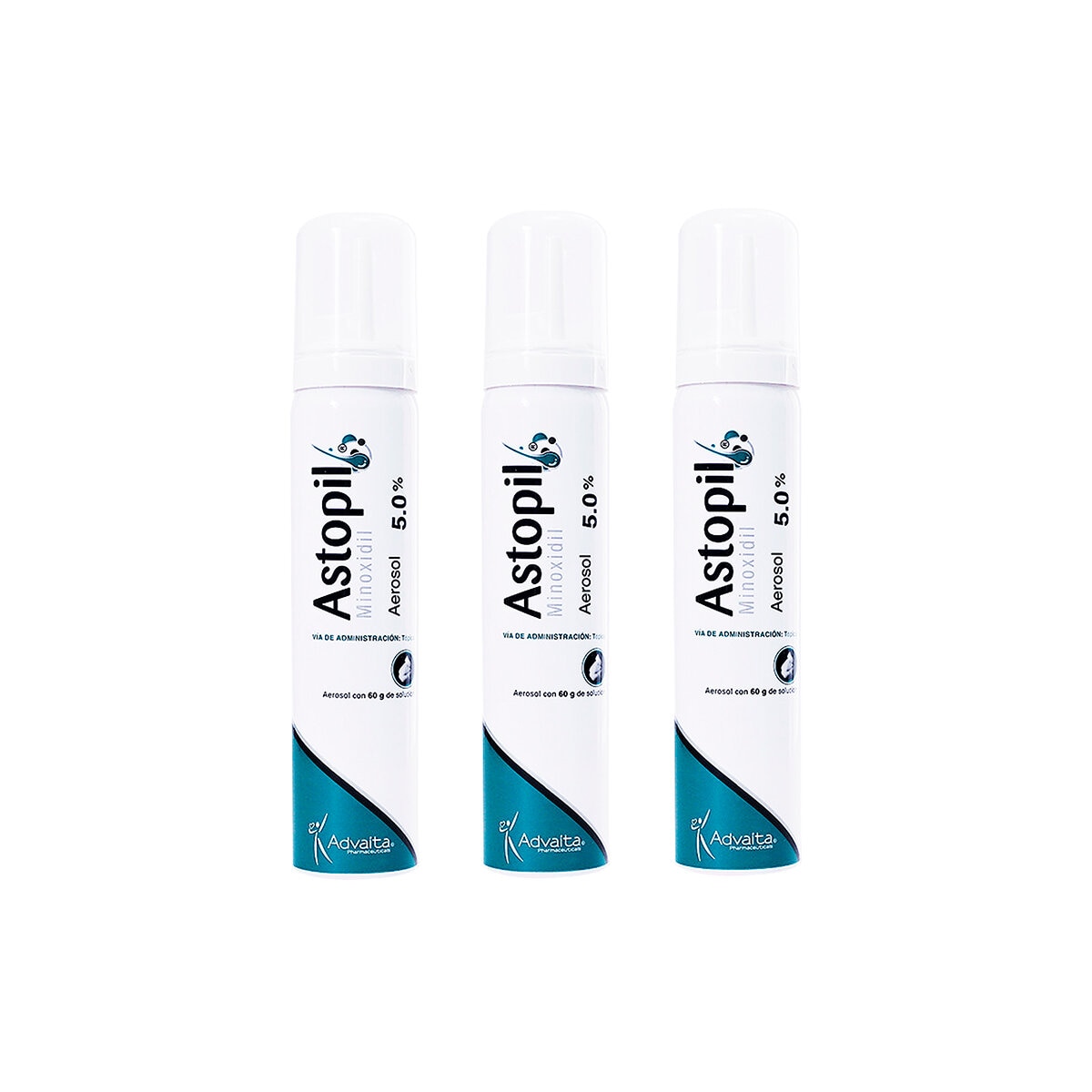 Astopil Minoxidil 5% Espuma 60ml Paquete de 3 Tubos