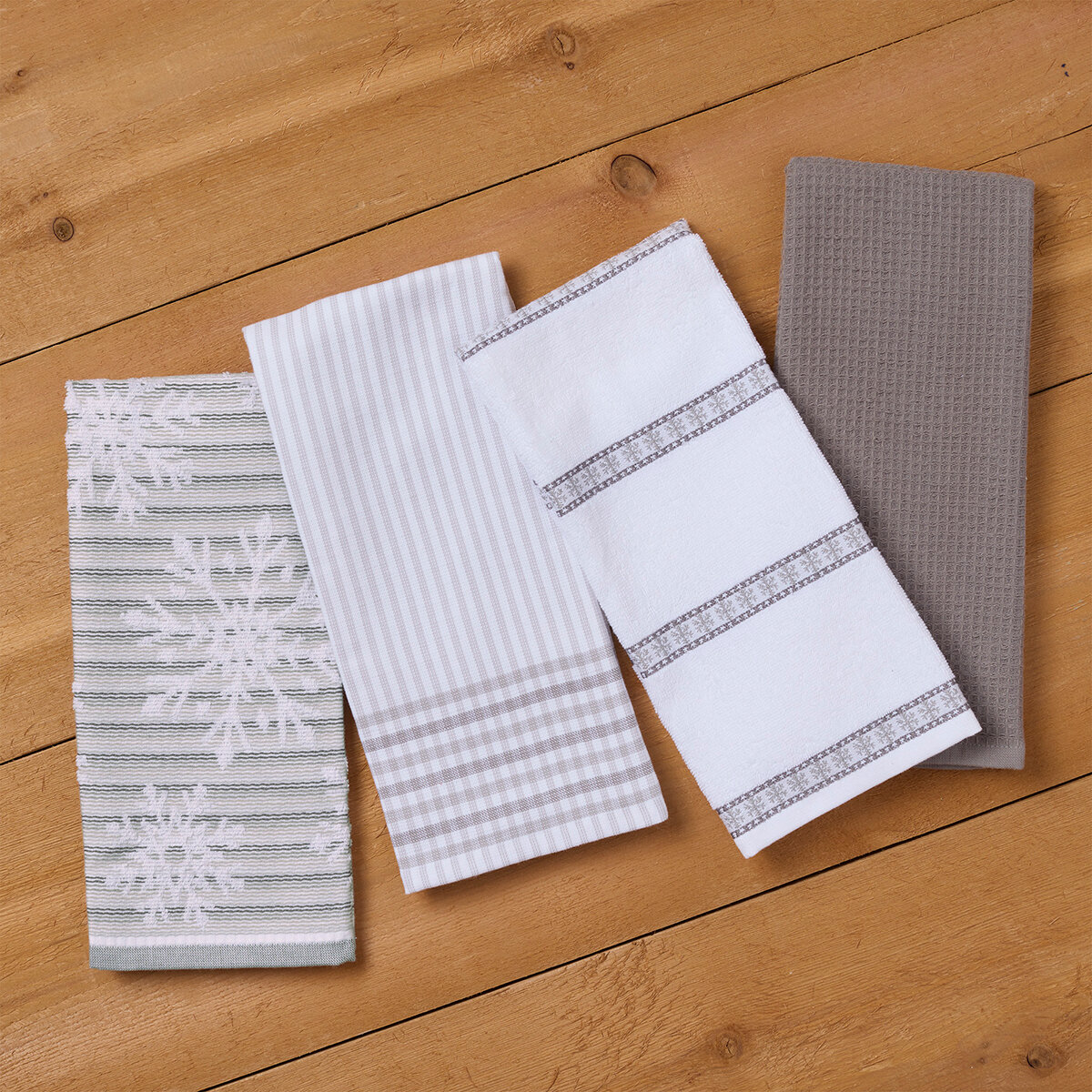 Caro Home, Toallas de Cocina, 8 Piezas, Gris y Blanco