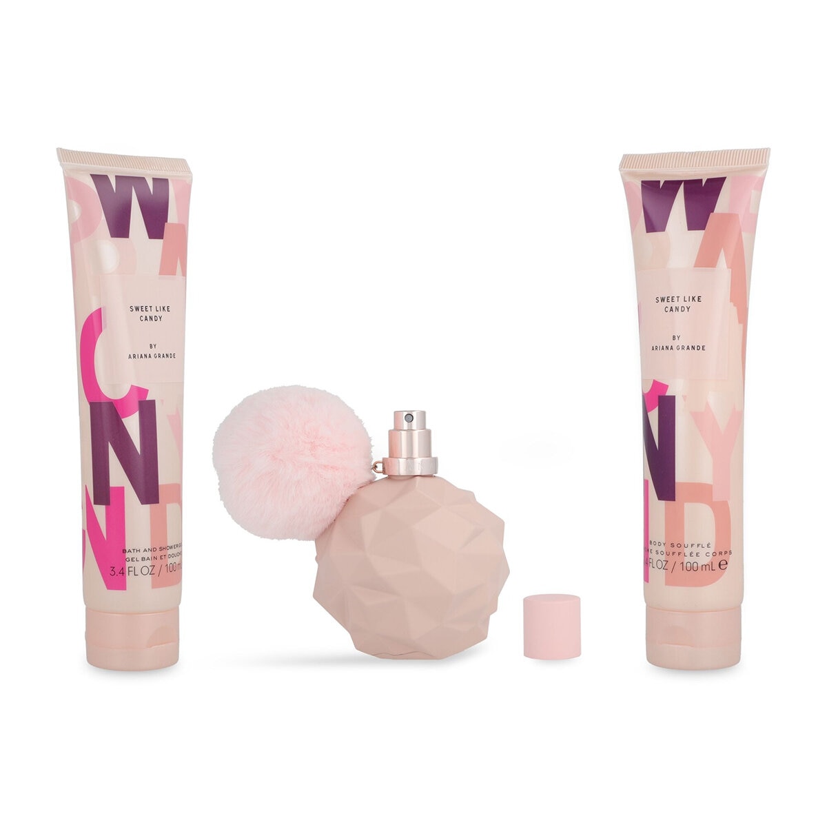 Set Ariana Grande Sweet Like Candy EDP Spray 100 ml + Body Souflee 100 ml + Shower Gel 100 ml Set Ariana Grande Sweet Like Candy EDP Spray 100 ml + Body Souflee 100 ml + Shower Gel 100 ml
