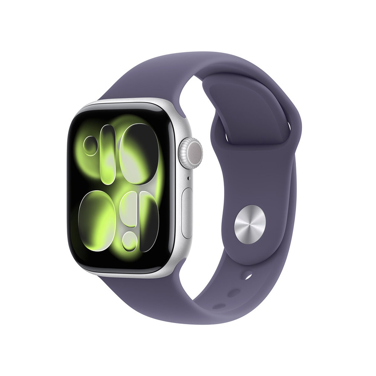 Apple Watch Series 11 (GPS + Celular) 42mm Aluminio Plata + Correa Deportiva Morado Niebla + Talla S/M
