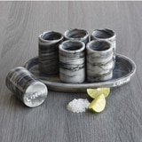 Luhom, Set de Tequileros y Base de Mármol 6 Piezas , Gris