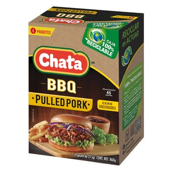 Chata Pulled Pork en Salsa BBQ 4 sobres de 860 g