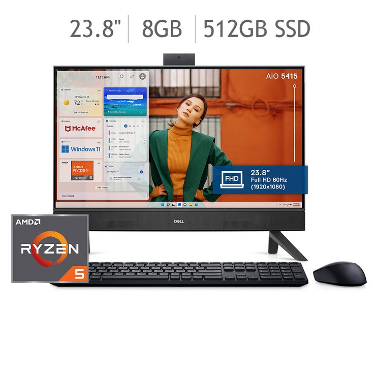 DELL All-In-One Inspiron 5415 Desktop 23.8" Full HD AMD Ryzen 5 8GB 512GB SSD