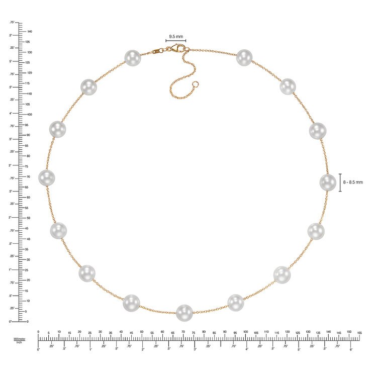 Collar de Perla Cultivada Agua Dulce, 45.72cm, Oro Amarillo de 14K