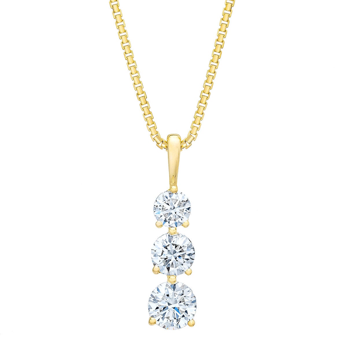 Dije de 3 Diamantes 1ct, Oro Amarillo 14k Dije de 3 Diamantes 1ct, Oro Amarillo 14k