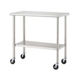 Trinity Mesa de Preparación de Acero Inoxidable con Ruedas