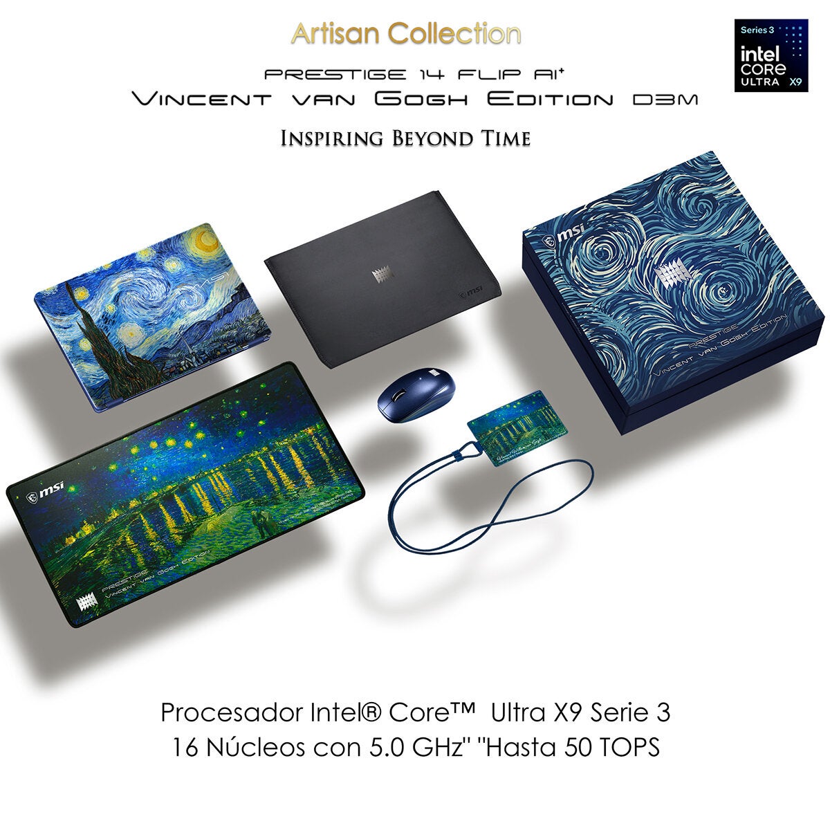 MSI Prestige 14 Flip AI+ Vincent van Gogh Edición Noche Estrellada 14" FHD+ OLED Touch Intel Ultra X9 378H 32GB 1TB SSD Bundle MSI Prestige 14 Flip AI+ Vincent van Gogh Edición Noche Estrellada 14" FHD+ OLED Touch Intel Ultra X9 378H 32GB 1TB SSD Bundle