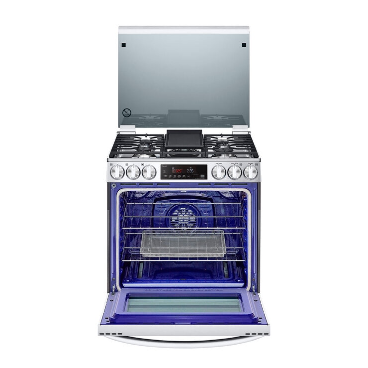 LG Combo Estufa de Gas 5 quemadores 76 cm y Campana de Pared 90 cm