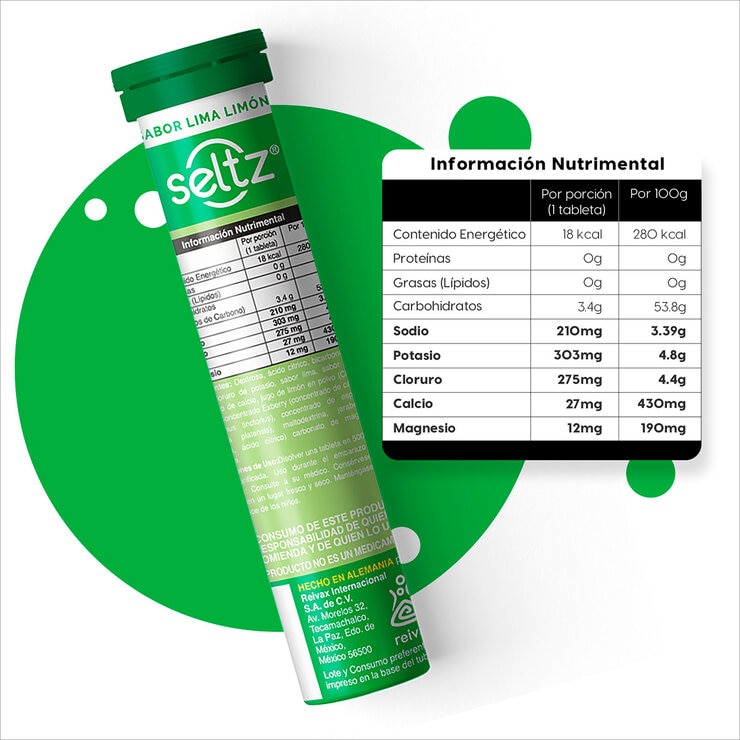 Seltz Electrolitos 3 Tubos de 13 Tabletas Efervescentes c/u Sabor Lima Limón